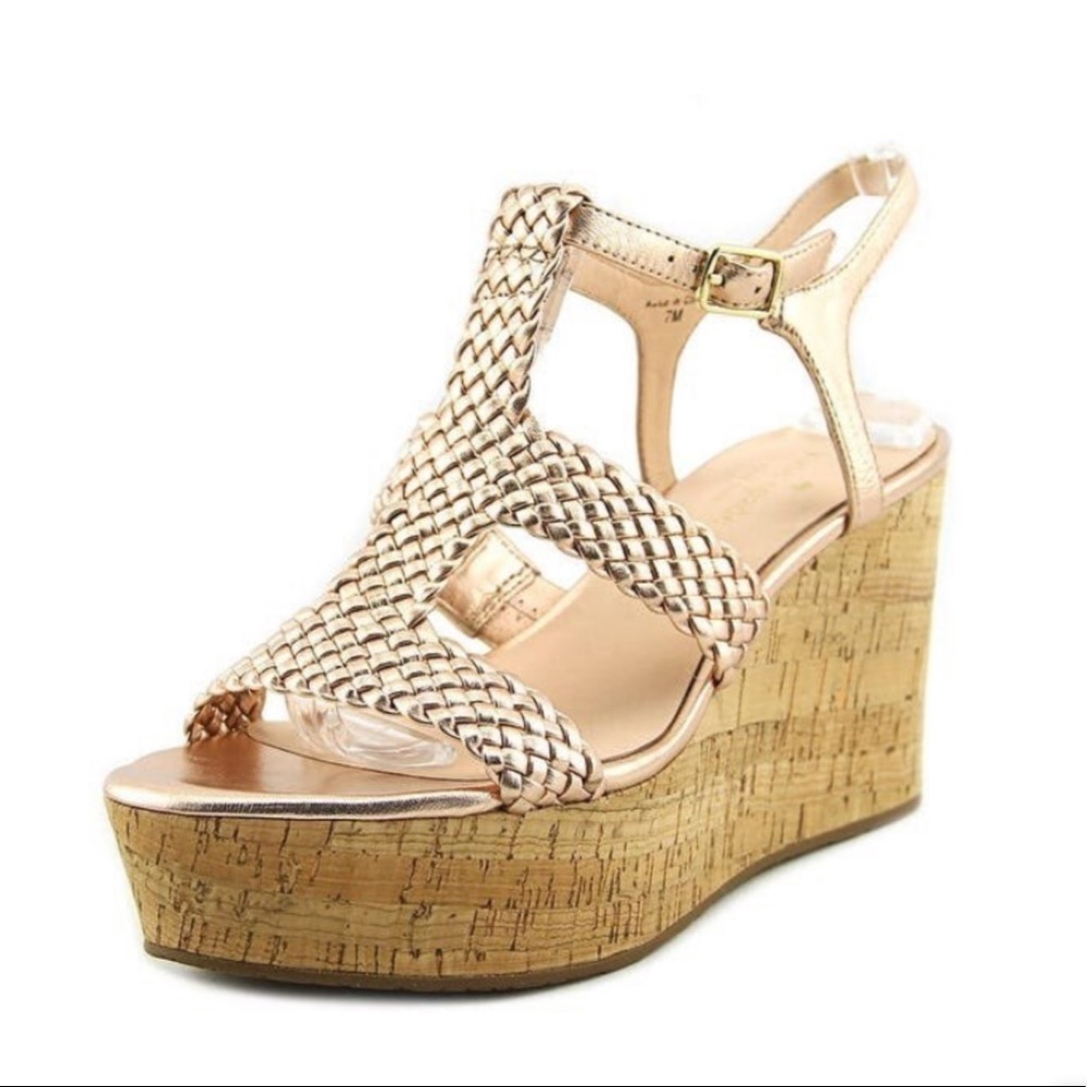♠️EUC Kate Spade Gold Tianna Cork Wedge Sandals ♠️